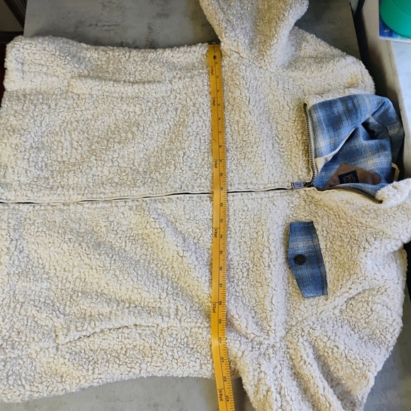 Pendleton Jacket Womens Large Ivory Sherpa Plaid Full Zip Outdoors Wool Gorp - Picture 11 of 12